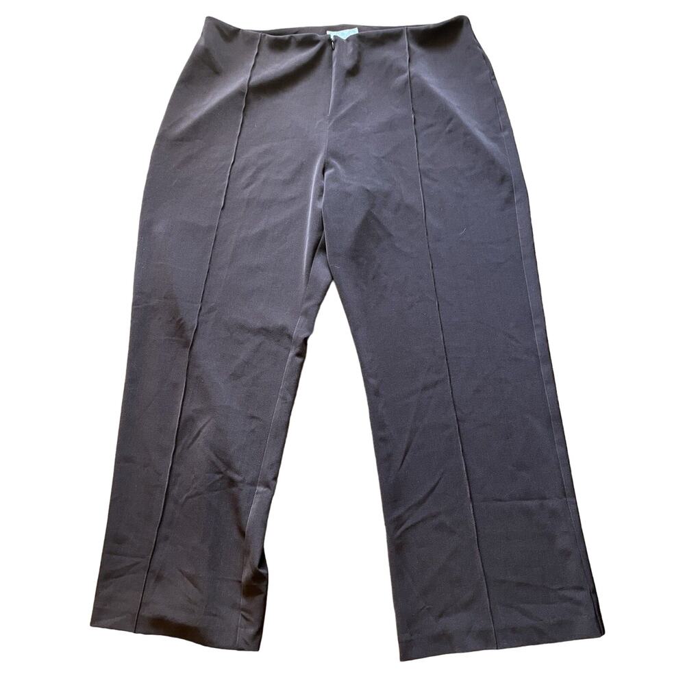 SOFT SURROUNDINGS 2X Brown Wide Leg Zip Front Career Dress Pants Natural